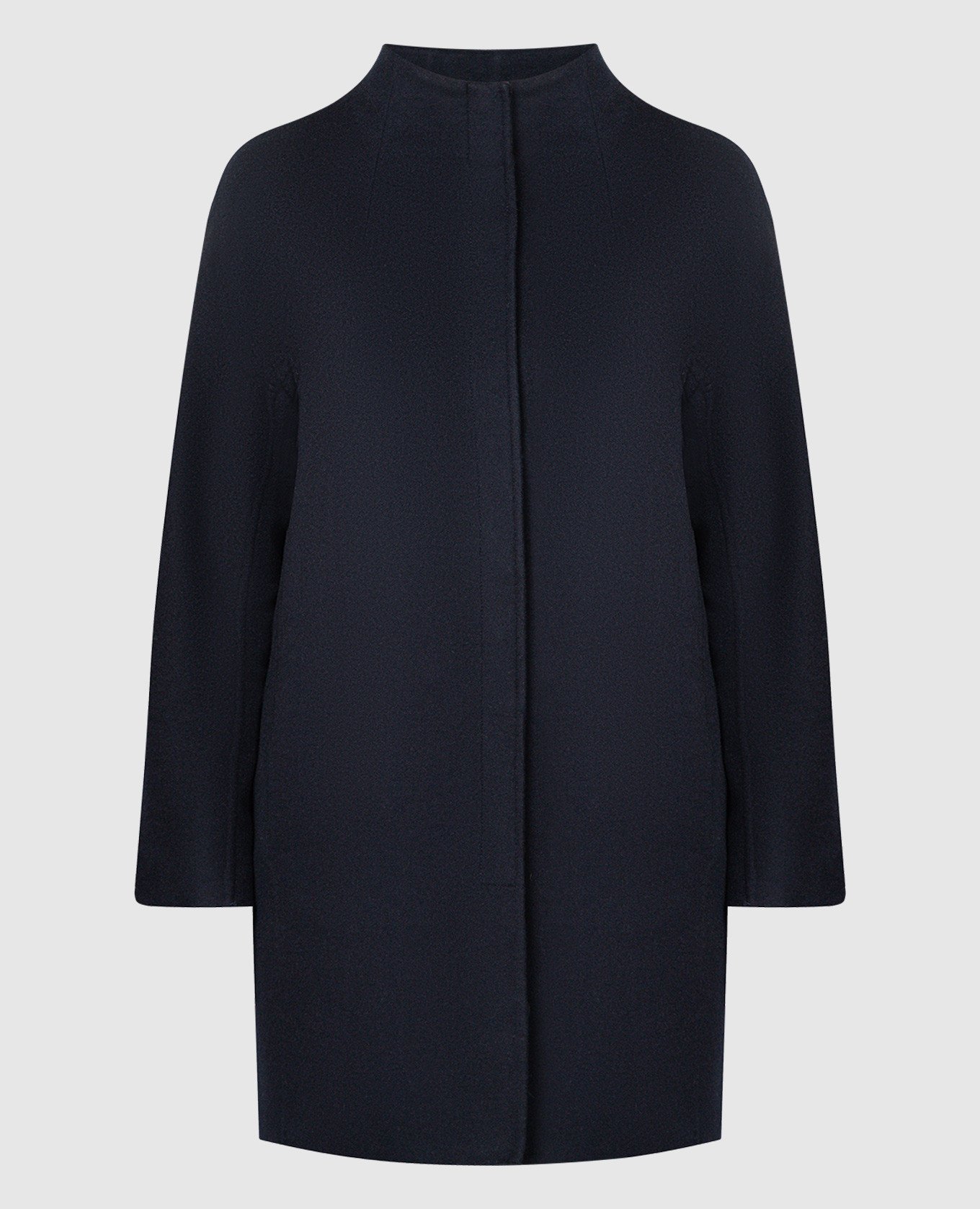 Blue wool and cashmere straight coat