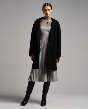 Ermanno Scervino Чорне пальто з вовни з фактурною вишивкою D436D310RHNG