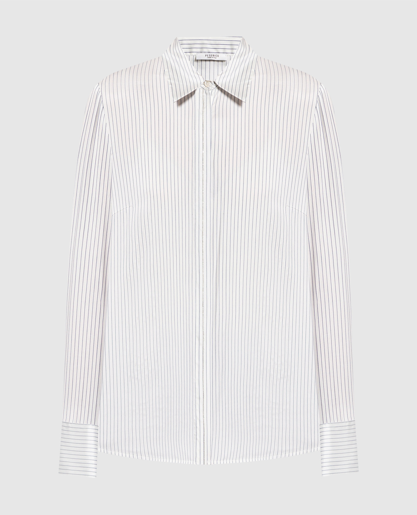 Белая блуза с цепочкой мониль в полоску