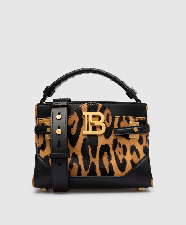 Balmain B-Buzz cross body bag in black leopard print leather AN1DA797LLKA