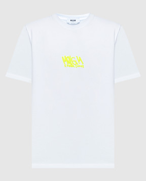 MSGM Белая футболка с фактурным принтом логотипа 3640MM146247002
