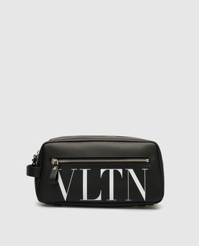 Valentino Чорний шкіряний несесер з логотипом VLTN 3Y2P0T85LVN