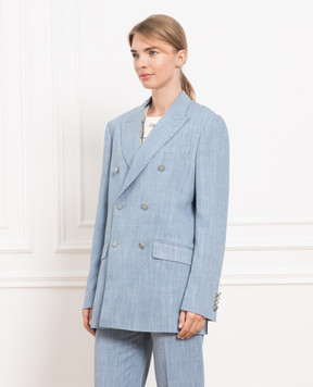 Etro Двобортний блакитний жакет D19134486
