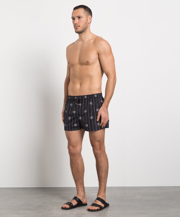 Dolce&Gabbana Black swim shorts with DG logo print M4A06TISMDD изображение 3
