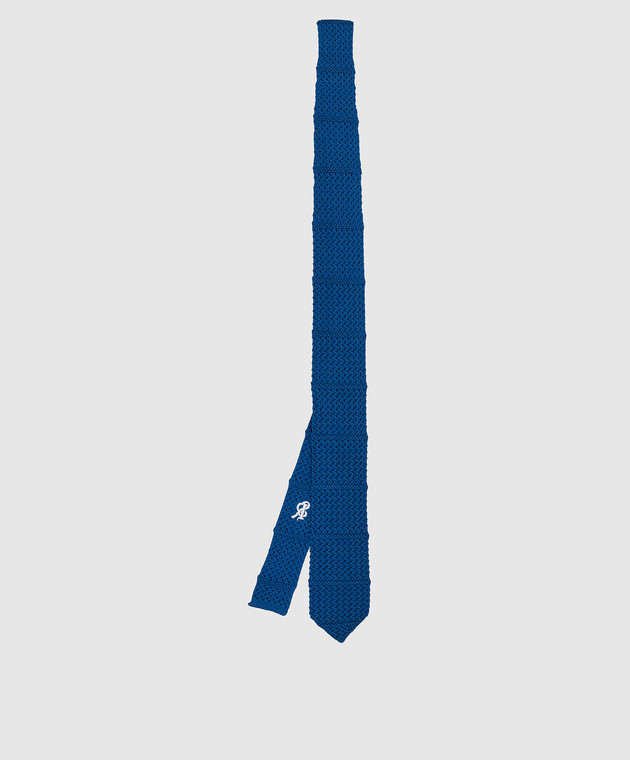 Stefano Ricci Дитяча синя краватка із шовку з вишивкою логотипу YCRM2600SETA зображення 2