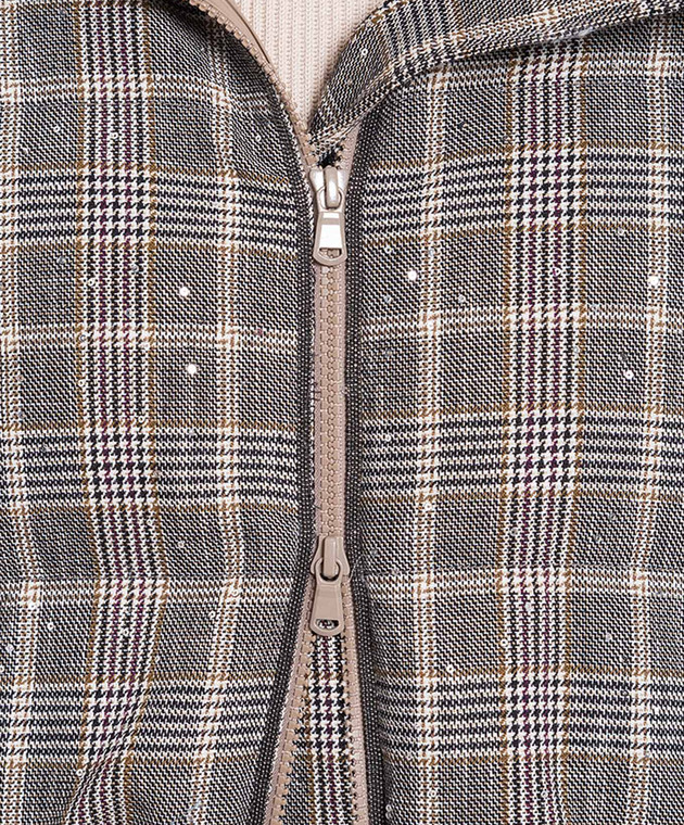 Brunello Cucinelli Gray checked down jacket with sequins MD5402757P image 5