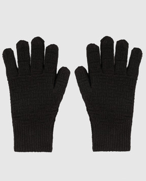 Bottega Veneta Чорні рукавички з вовни та кашеміру в фактурний візерунок 708694V29M0