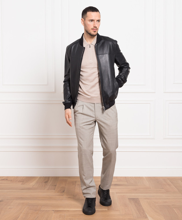 Enrico Mandelli Black leather bomber jacket A6T9095921 buy with