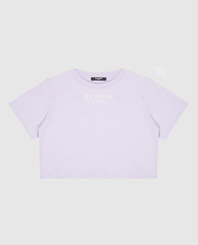 Balmain Дитяча фіолетова футболка з логотипом BU8A21Z17511214