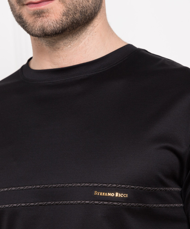 Stefano Ricci Black t-shirt with logo MNH3202370TE0001 image 5