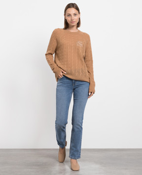 Etro Коричневий джемпер з кашеміру з вишивкою логотипу D127939200