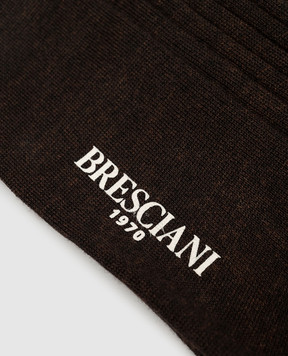 Bresciani Коричневі шкарпетки в рубчик з кашеміру і шовку MC016UN0001XX