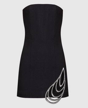 David Koma Чорна сукня міні з аплікацією SS23DK32DA