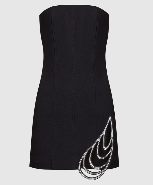 David Koma Black mini dress with appliqué SS23DK32DA