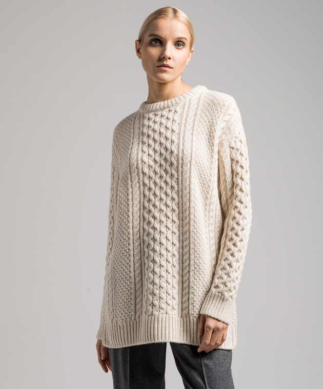 Toteme White sweater made of wool in a textured pattern 234WRTWTP156YA0012 image 3