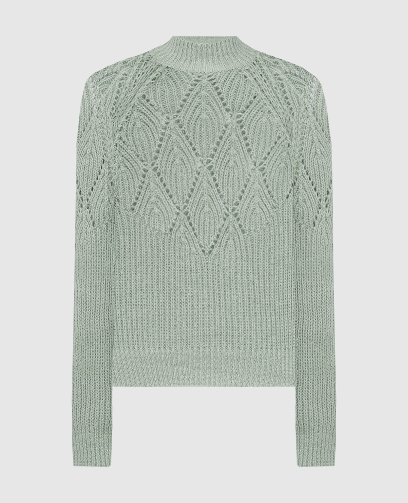 

Зеленый свитер с кашемиром и шерстью с фактурным узором., Свитера