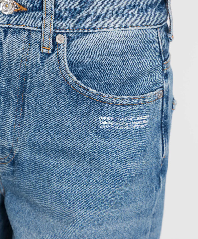 Off-White Блакитні джинси-бойфренди ефектом потертості OWYA033C99DEN005 зображення 5