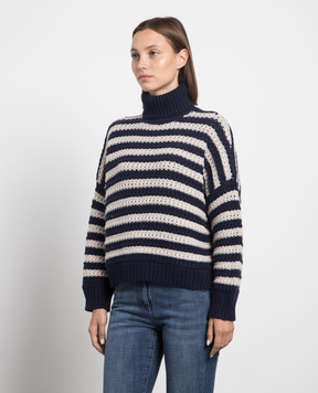 Brunello Cucinelli Синий свитер из шерсти, кашемира и шелка. M6D367203P