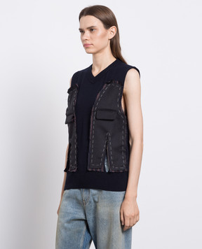 Maison Margiela Синий жилет из шерсти S67FB0031S18280
