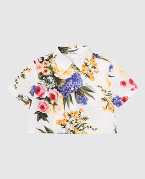 Dolce&Gabbana Дитяча біла блуза в квітковий принт L56S10HS5Q56