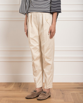 Brunello Cucinelli Светло-бежевые брюки с эколатунью MP130P8097