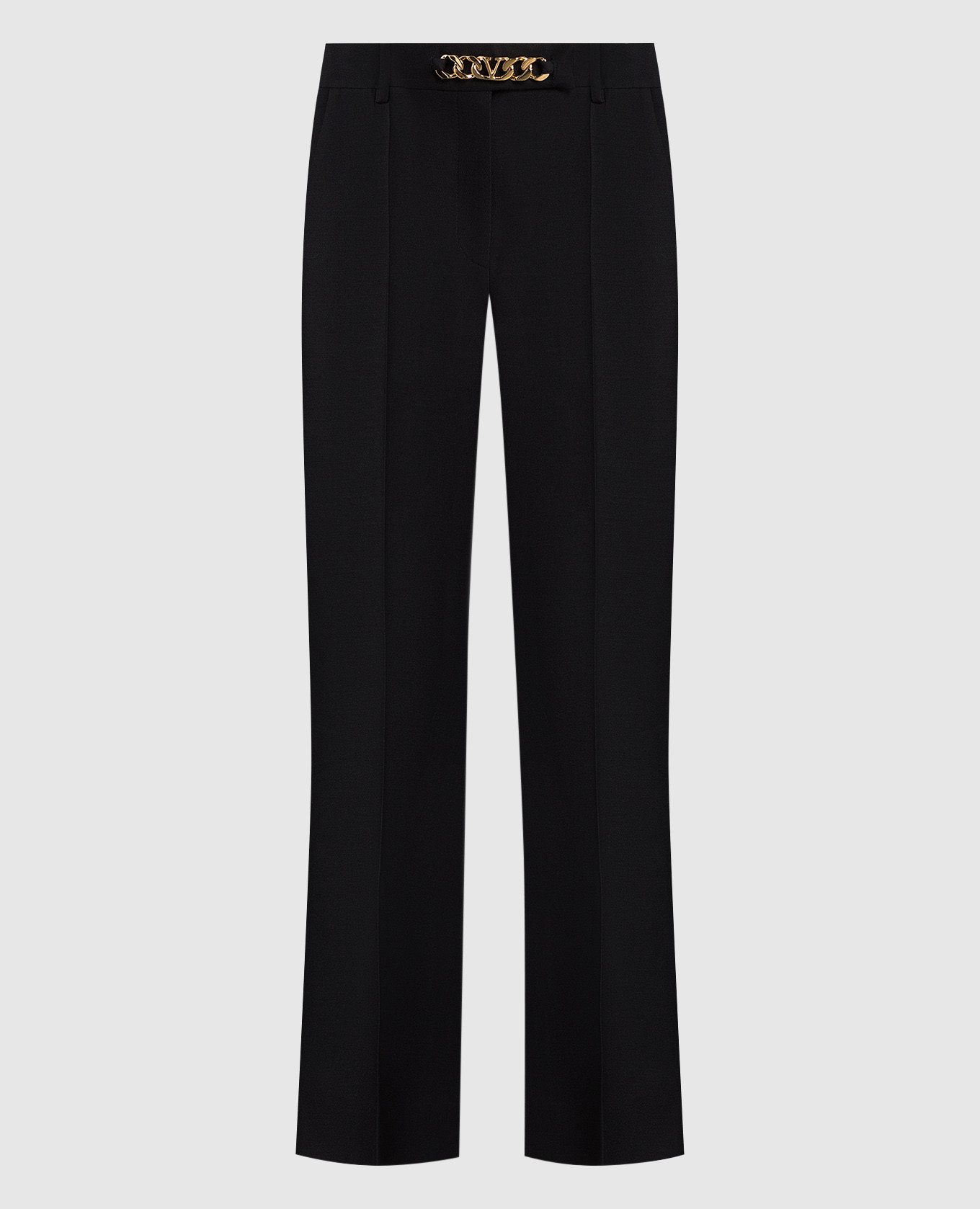 Черные брюки из шерсти и шелка с цепью VLogo