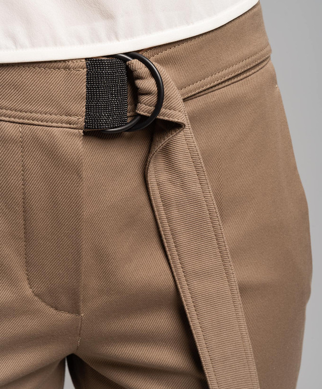 Brunello Cucinelli Коричневые брюки с цепочкой мониль MP126P7227 изображение 5