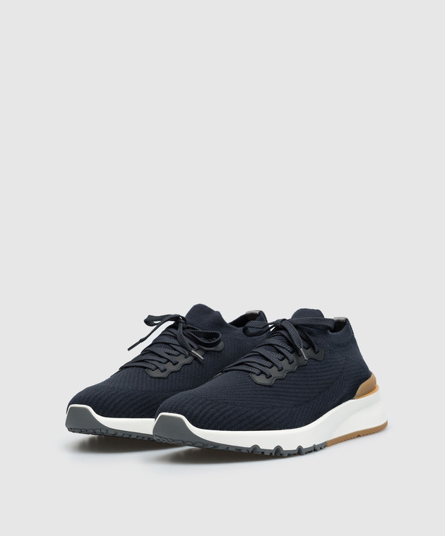 Brunello Cucinelli Синие кроссовки из шерсти MZUWLBO253 изображение 2