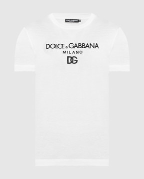 Dolce&Gabbana Белая футболка с контрастным принтом логотипа G8PD7ZG7B9X