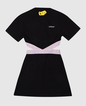 Off-White Дитяча чорна сукня з логотипом OGDB055S24JER001
