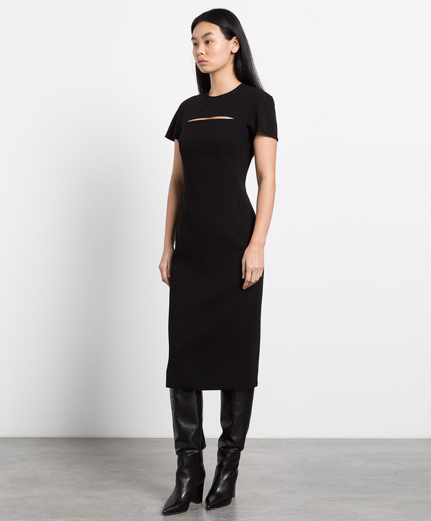 Victoria Beckham Чорна сукня міді 1122WDR003433A зображення 3