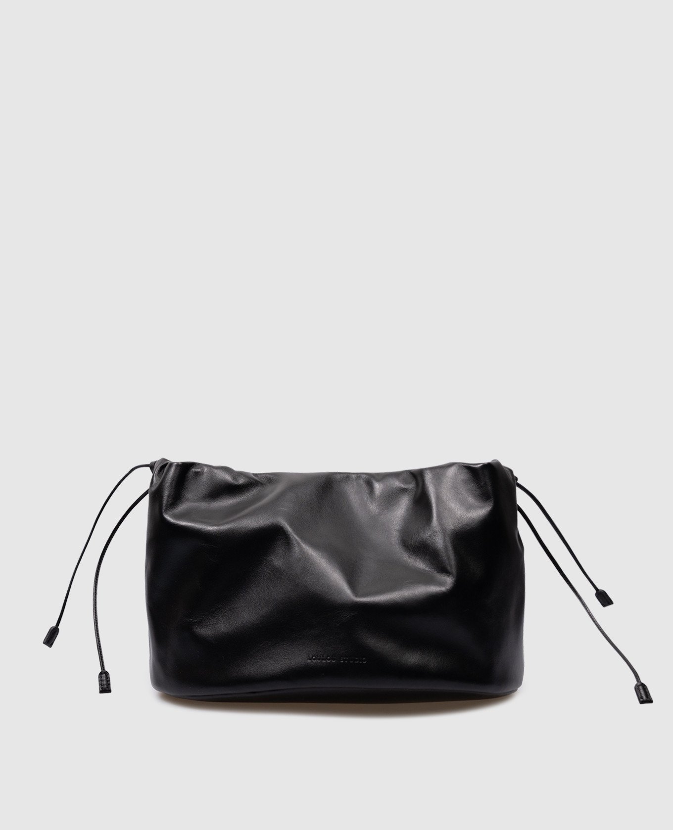 Black leather LOU clutch bag with logo