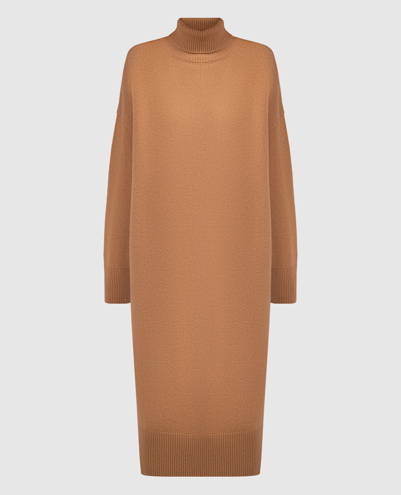 

Коричневое платье миди из шерсти и кашемира, Коричневый, Повседневные платья