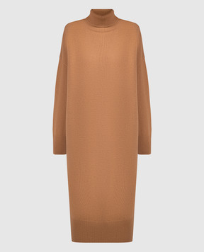 ANNECLAIRE Коричнева сукня міді з вовни та кашеміру D0366857