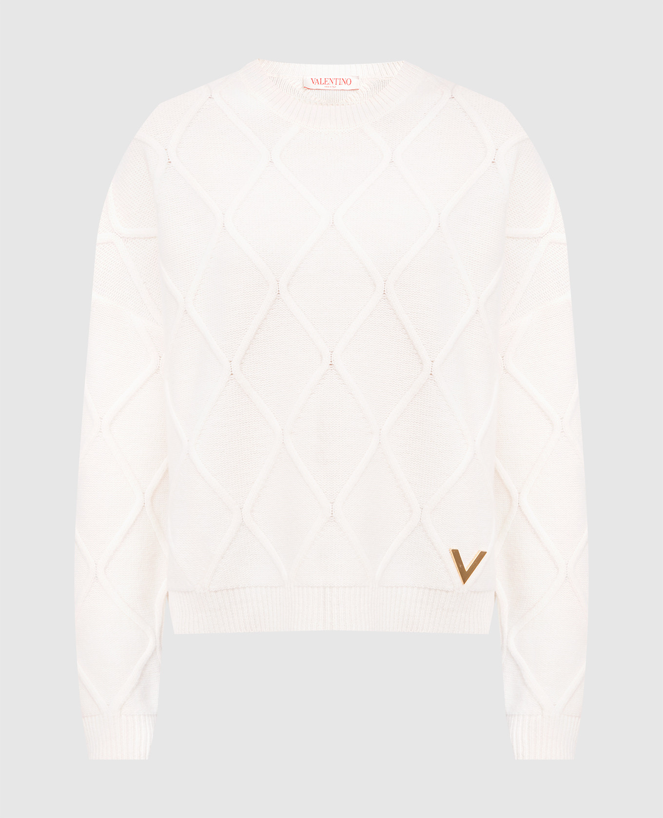 

Белый джемпер с фактурным узором из шерсти, Джемпера