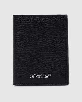 Off-White Чорне шкіряне портмоне з тисненням логотипа OMNC068F23LEA001