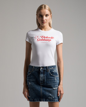 Dolce&Gabbana Біла футболка з принтом логотипа F8U48TGDCA2
