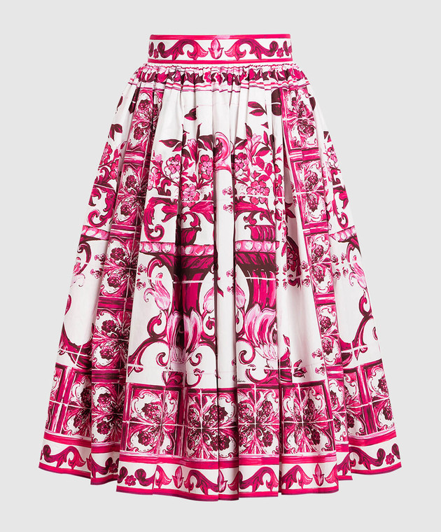 Dolce&Gabbana Pink skirt in Majolica print F4CEHTHH5A6