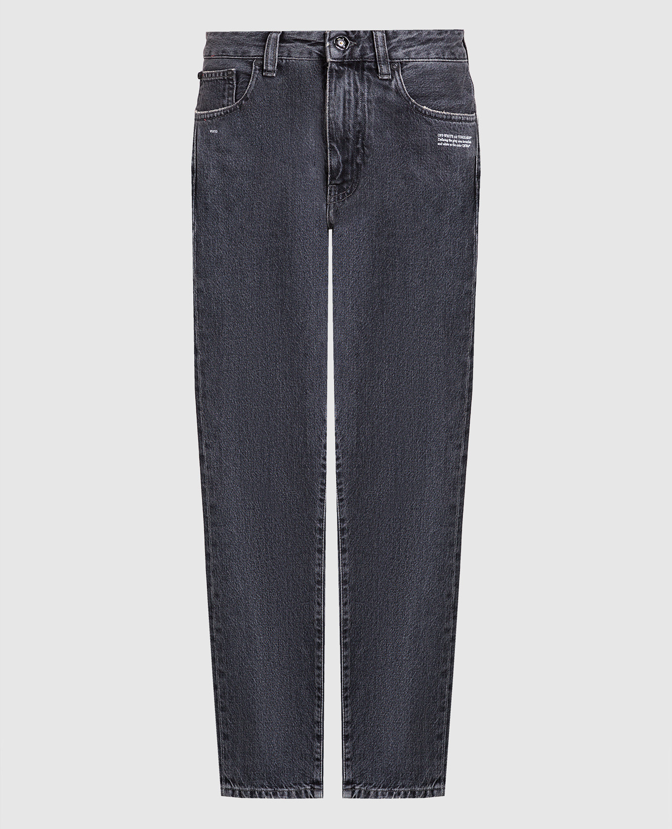 

Серые джинсы с контрастным принтом, Серый, Зауженные джинсы