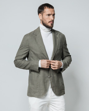 Brunello Cucinelli Зеленый пиджак в виндзорскую клеточку MD4277BYD