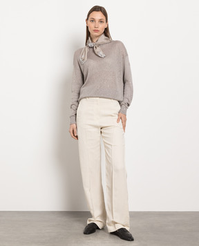 Brunello Cucinelli Бежеві штани з ланцюжком моніль MH126P8275