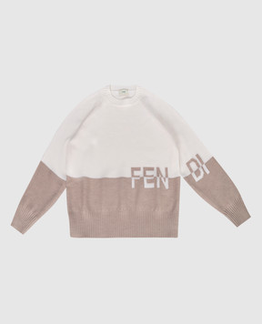 Fendi Детский молочный свитер из шерсти JUG025AJ1L812