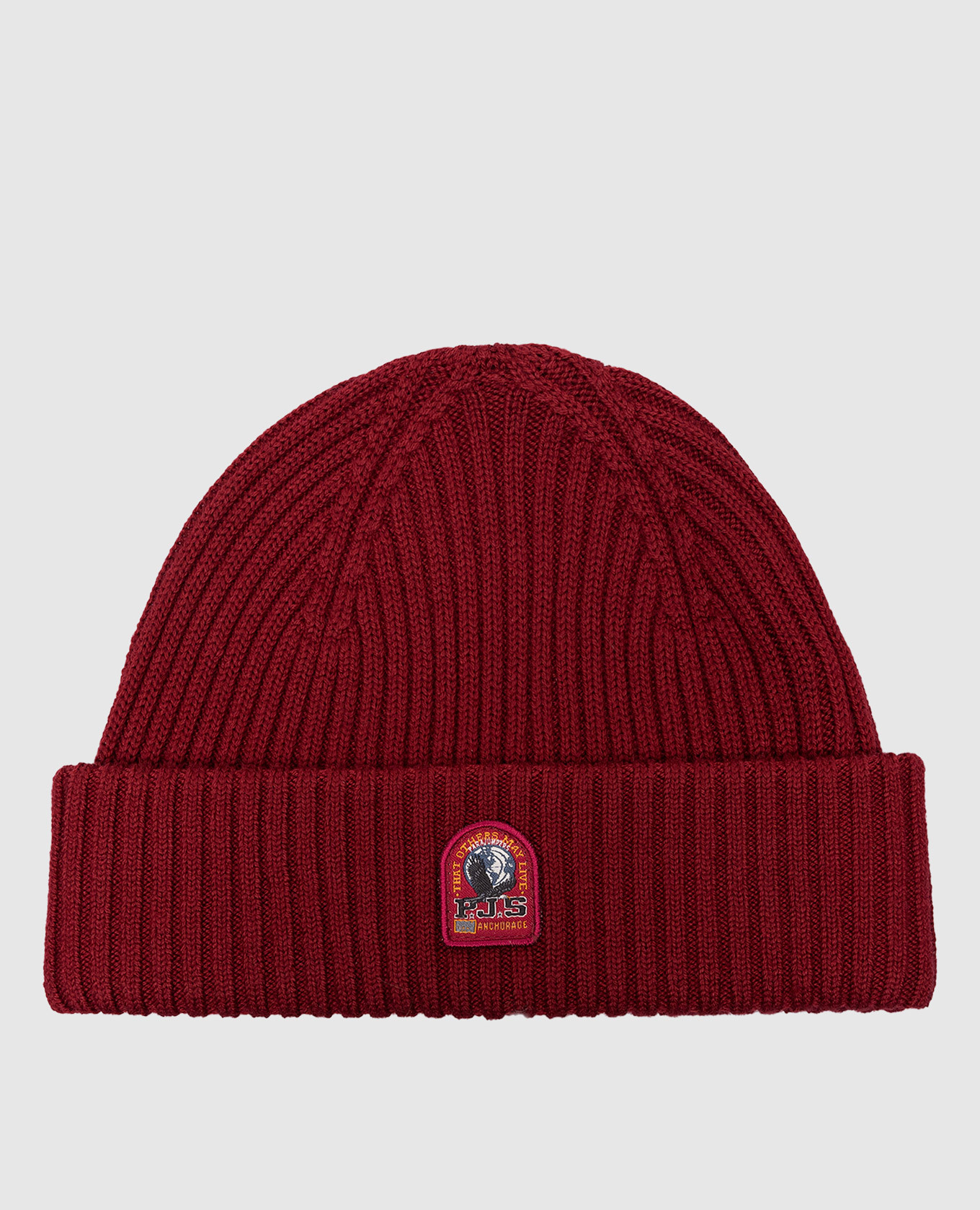 Red Rib Hat with logo patch