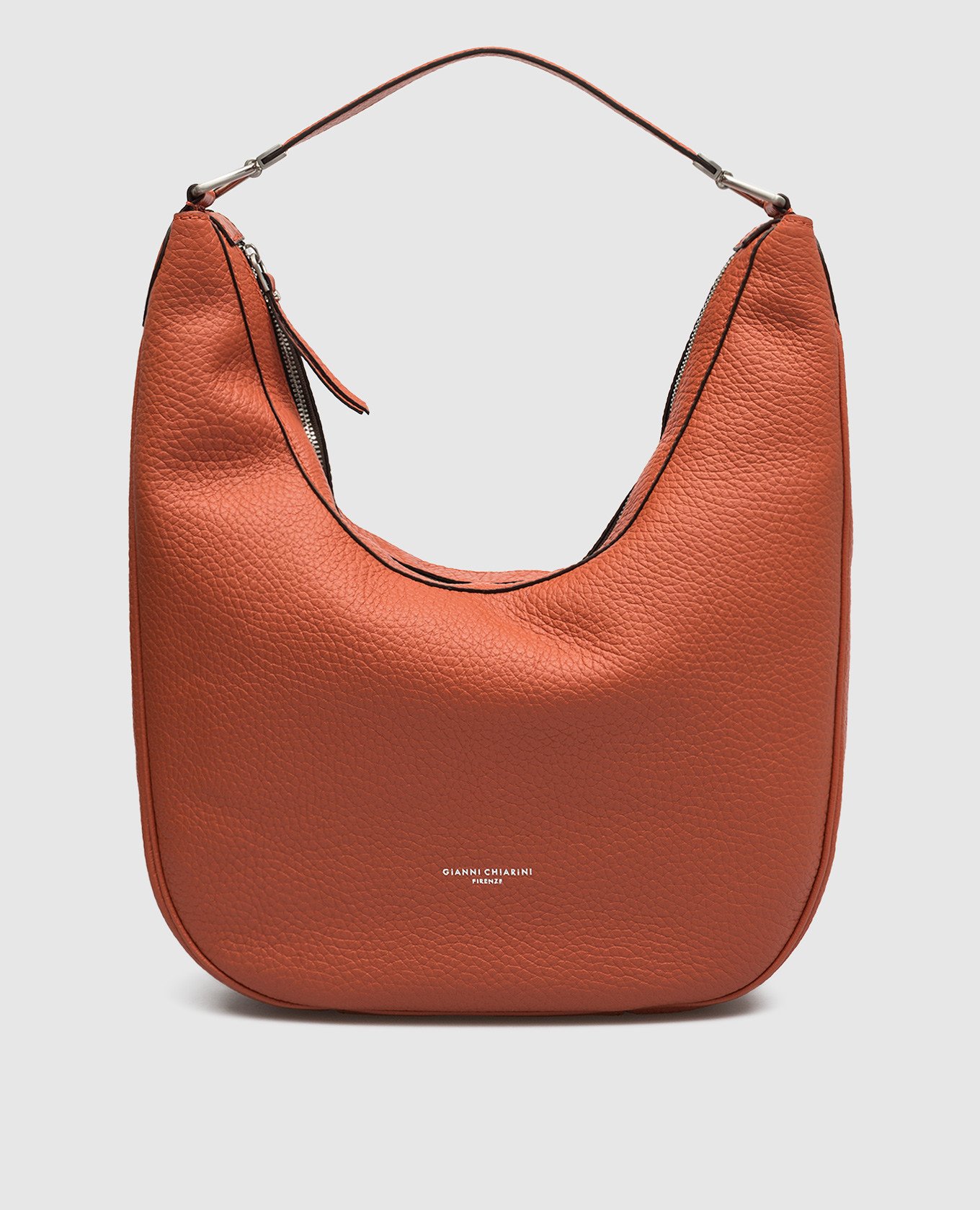 Costanza orange leather hobo bag