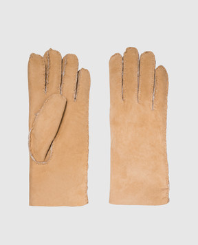 Sermoneta Gloves Бежевые замшевые перчатки на меху N99