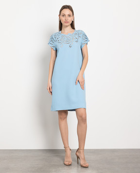 Ermanno Scervino Блакитна сукня міні з вишивкою рішельє D422Q359LILM