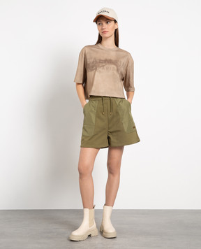 Balmain Шорти кольору хакі з металевим логотипом AF1OA045MC22
