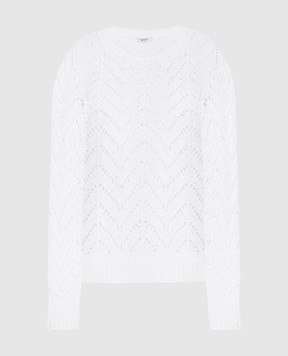 Peserico Белый ажурный свитер в пайетках S99563F039143A