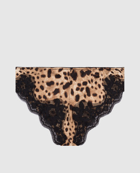 Dolce&Gabbana Трусики-бразилиана в леопардовый принт с кружевом. O2A02TONO21
