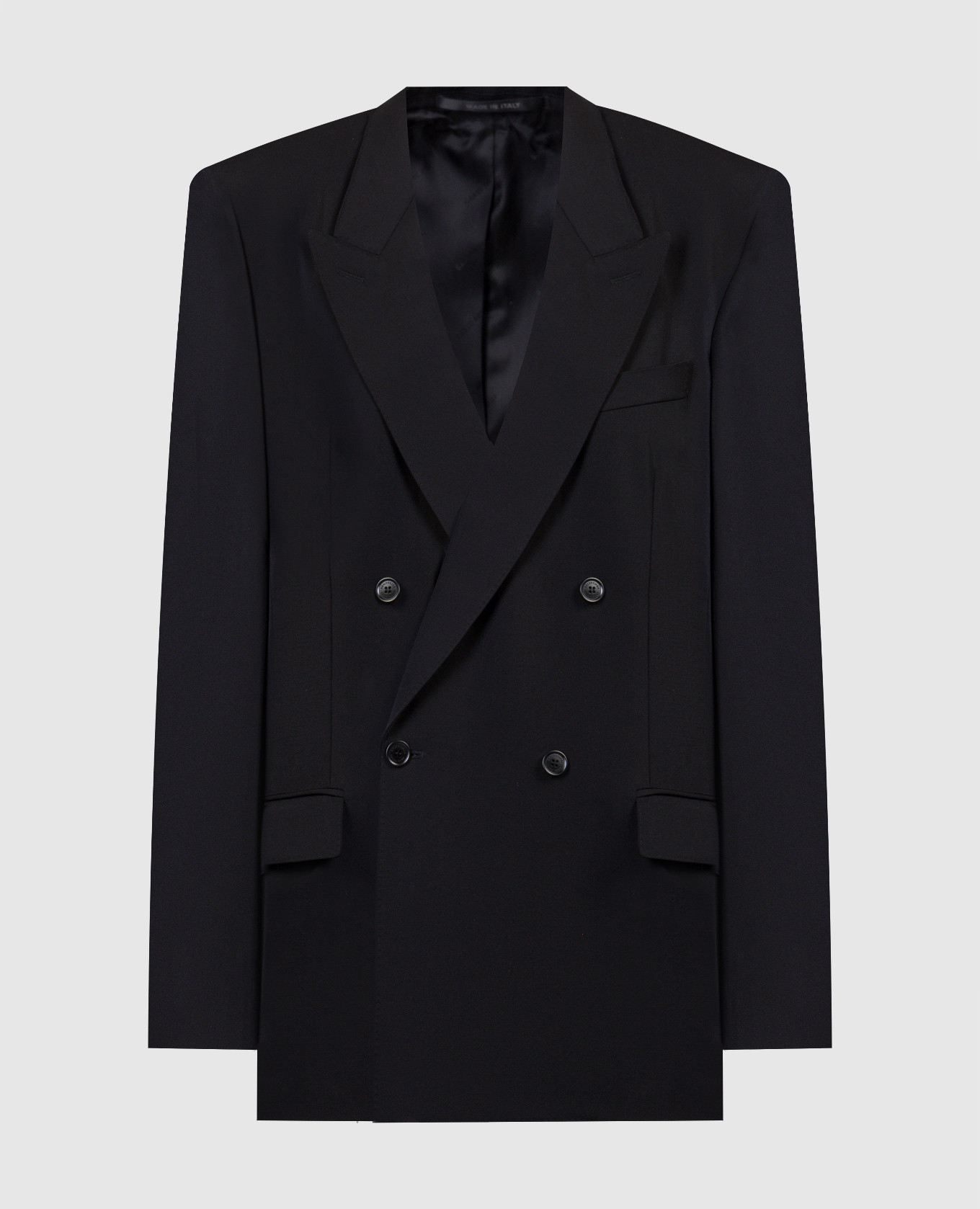 

Черный двубортный жакет из шерсти, Жакеты